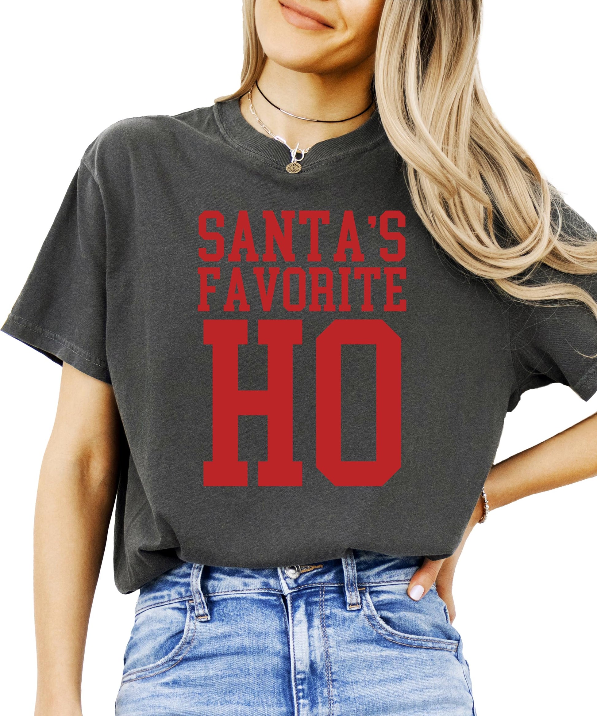 Santa Christmas funny shirt for women showing fit and style