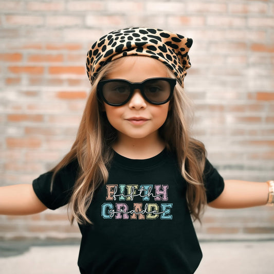 Olive Loves Apple Fifth Grade T-Shirt for Children Back to School Tee for Kids Girls First Day of School Outfit