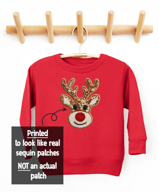 Cute Reindeer Christmas Sweatshirt for Women, Teens & Kids