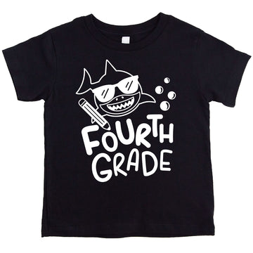 4th Grade Shark First Day of School Gift Back to School T-Shirt Boys Back to School