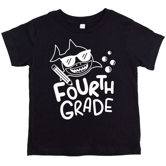 4th Grade Shark First Day of School Gift Back to School T-Shirt Boys Back to School