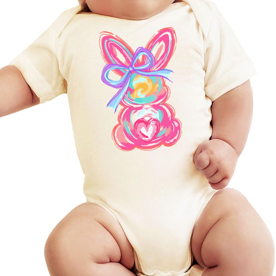 Baby wearing Easter bunny one-piece bodysuit, perfect for spring photoshoots