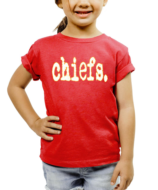 Trendy Chiefs Shirt for Women, Teens & Kids Cute Red Yellow Sports Tee Vintage Red Shirt Youth Large