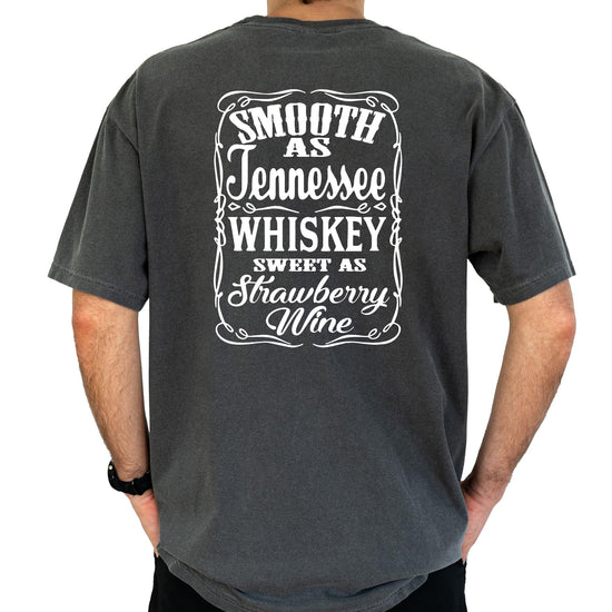 Smooth as Tennessee Whiskey country t-shirt front design on espresso brown shirt