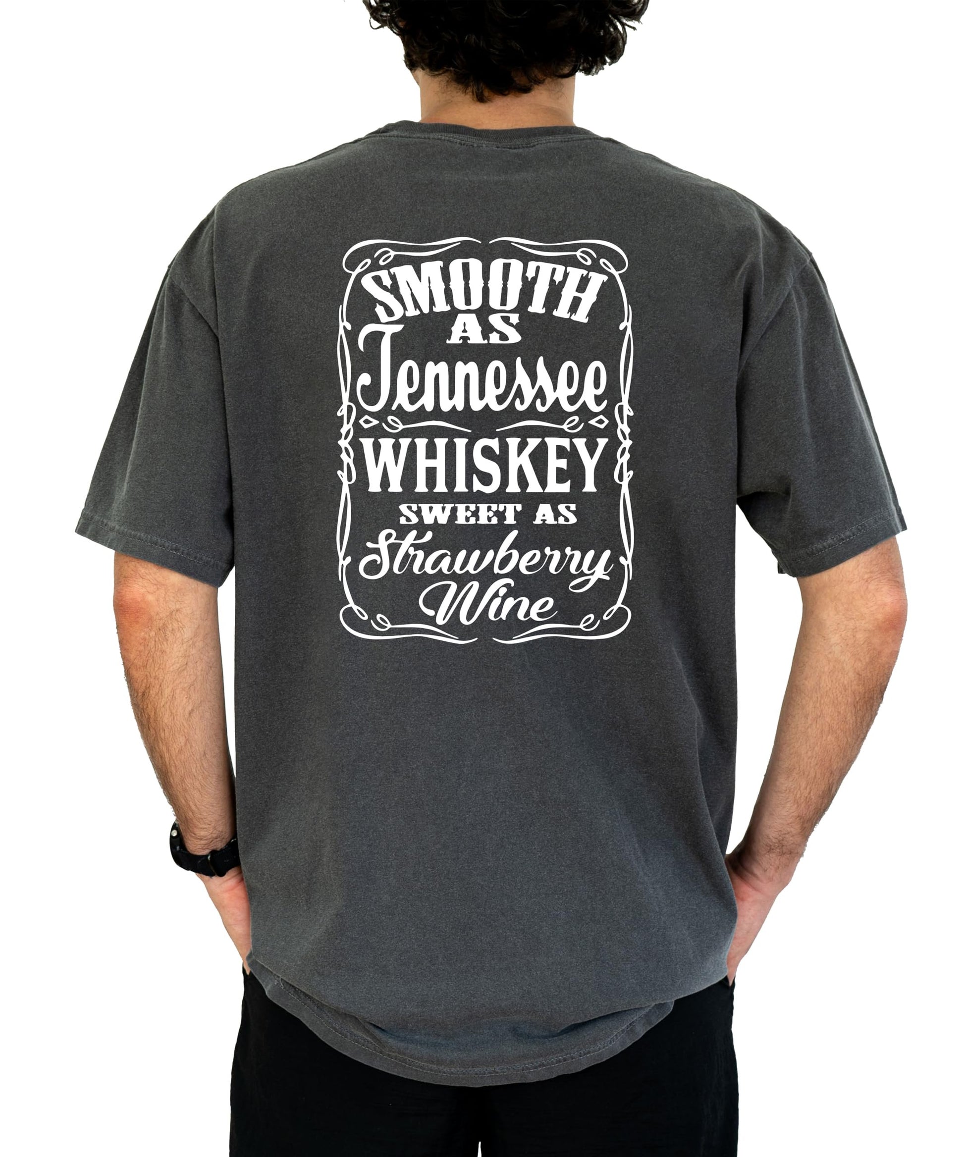 Smooth as Tennessee Whiskey country t-shirt front design on espresso brown shirt