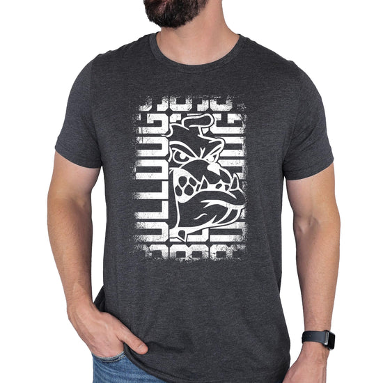 Front view of Bulldogs graphic shirt showing bold team mascot print in red