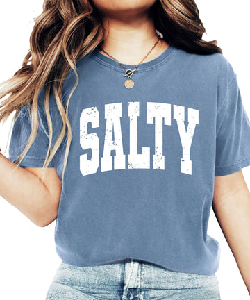 Distressed Salty Shirt for Women & Teens – Cute Summer Beach Graphic Tee
