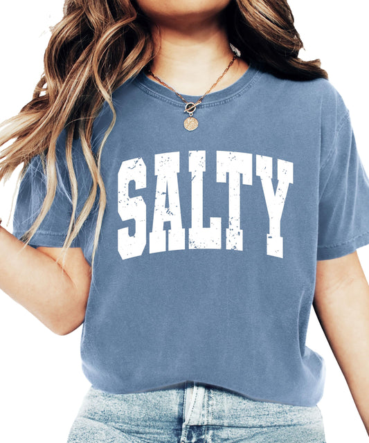 Distressed Salty Shirt for Women & Teens – Cute Summer Beach Graphic Tee