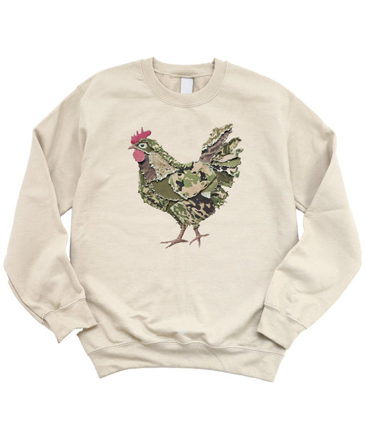 Camo Rooster Sweatshirt | Country Farm Pullover for Women & Kids