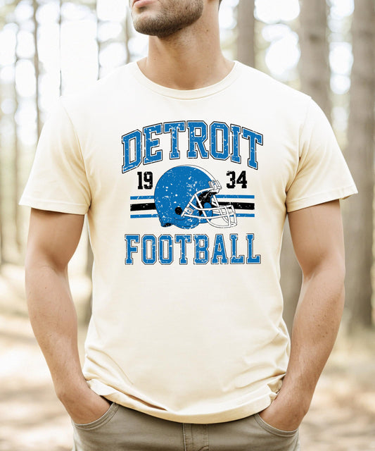 Vintage Detroit 1934 Football Shirt - Distressed Blue & Black