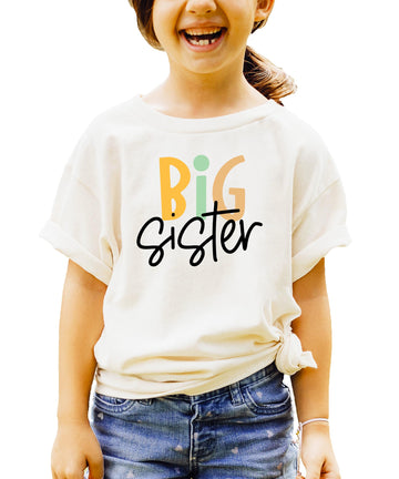 Big Sister Shirt for Girls Trendy Matching Sibling T-Shirt for Kids and Toddlers