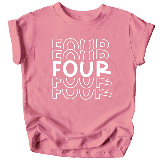 Kids fourth birthday raglan shirt with colorful explosion graphic design