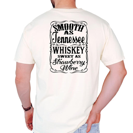 Model wearing Tennessee Whiskey country t-shirt showing fit and style