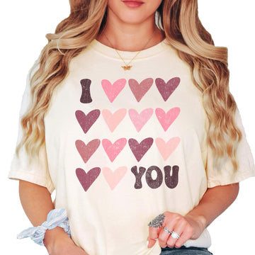 I Love You Heart Valentine's Matching Shirts for Women and Girls