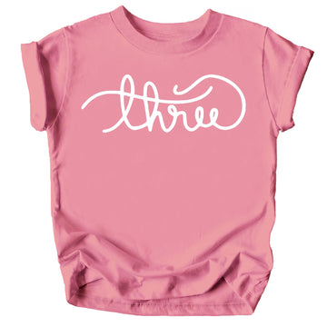 Olive Loves Girls Cursive Three Shirt for Toddler Girls 3rd Birthday Outfit Purple Shirt
