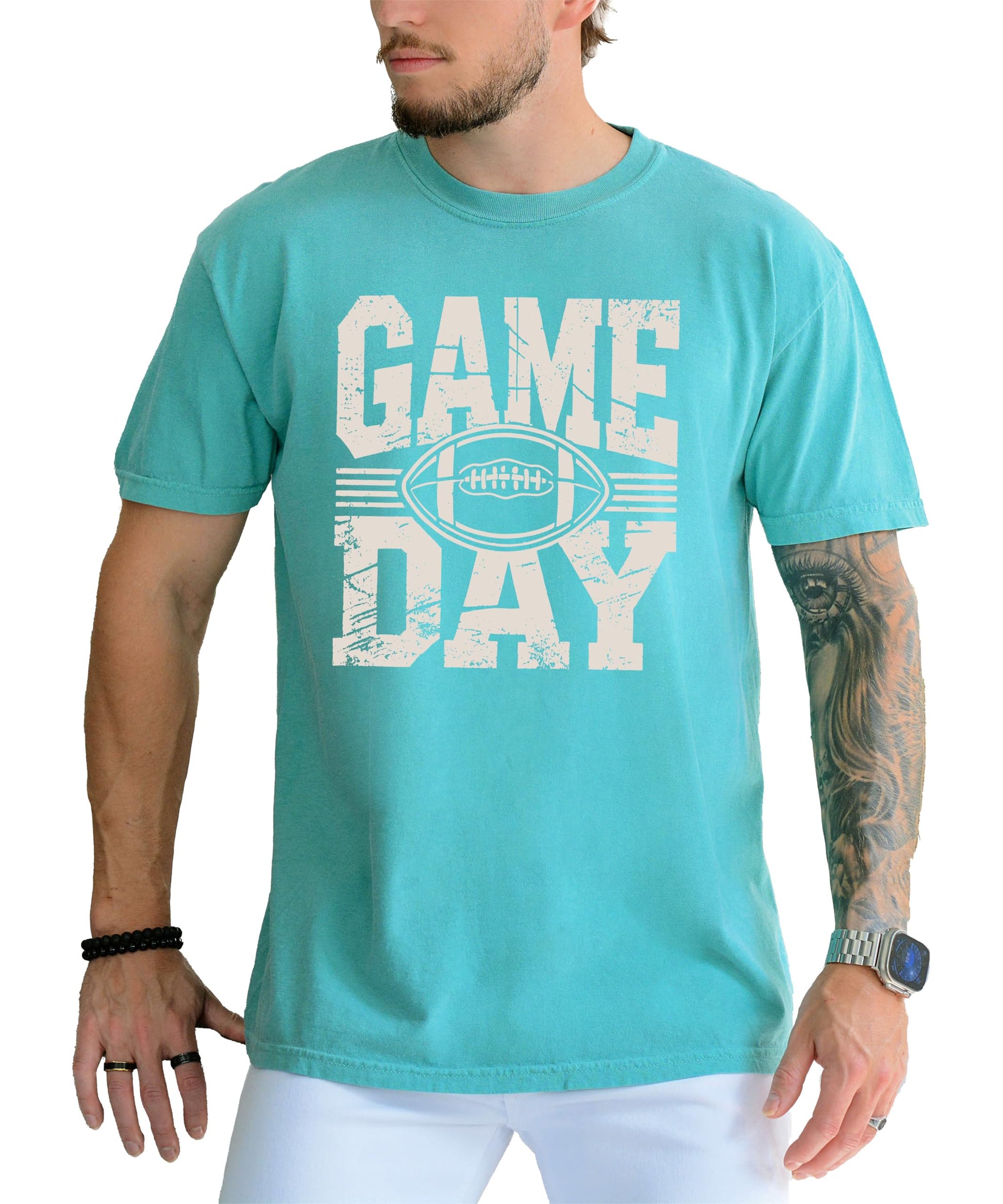Unisex Game Day football tee modeled showing relaxed fit and style