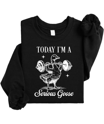 Serious Goose Weightlifting Sweatshirt - Funny Gym Humor Pullover