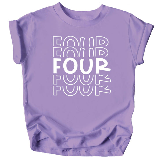 Fourth birthday graphic tee and raglan style options shown side by side for kids
