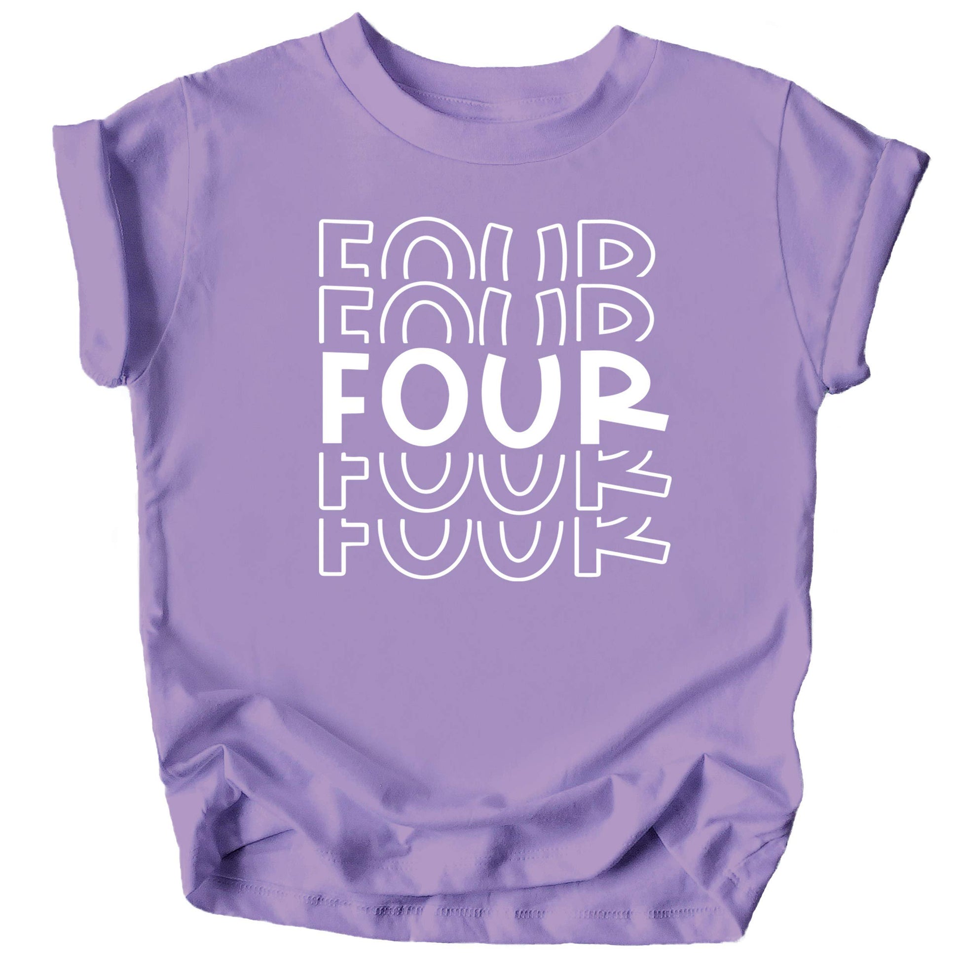 Fourth birthday graphic tee and raglan style options shown side by side for kids