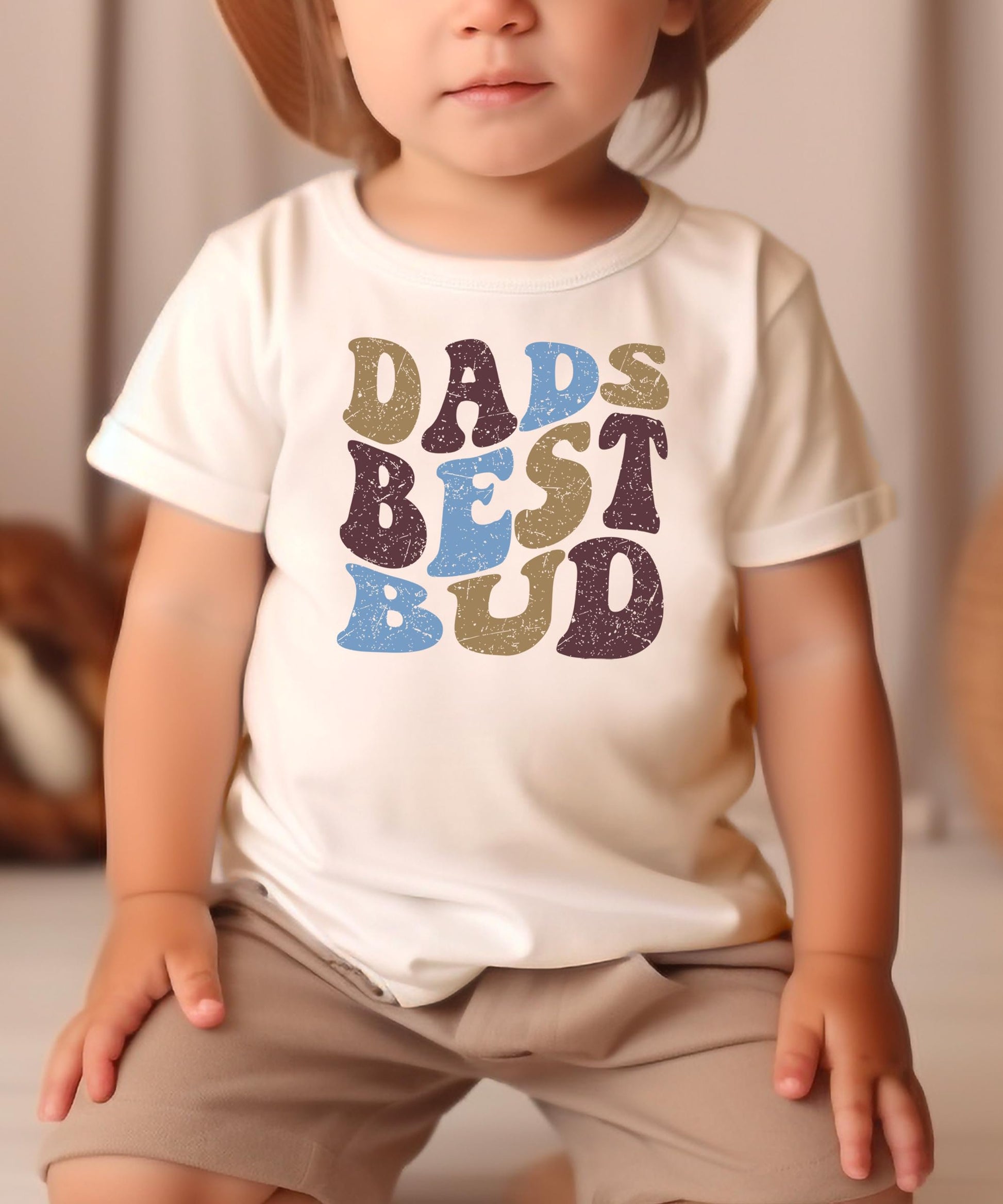 Dad's Best Bud kids shirt detail showing retro typography and vintage design