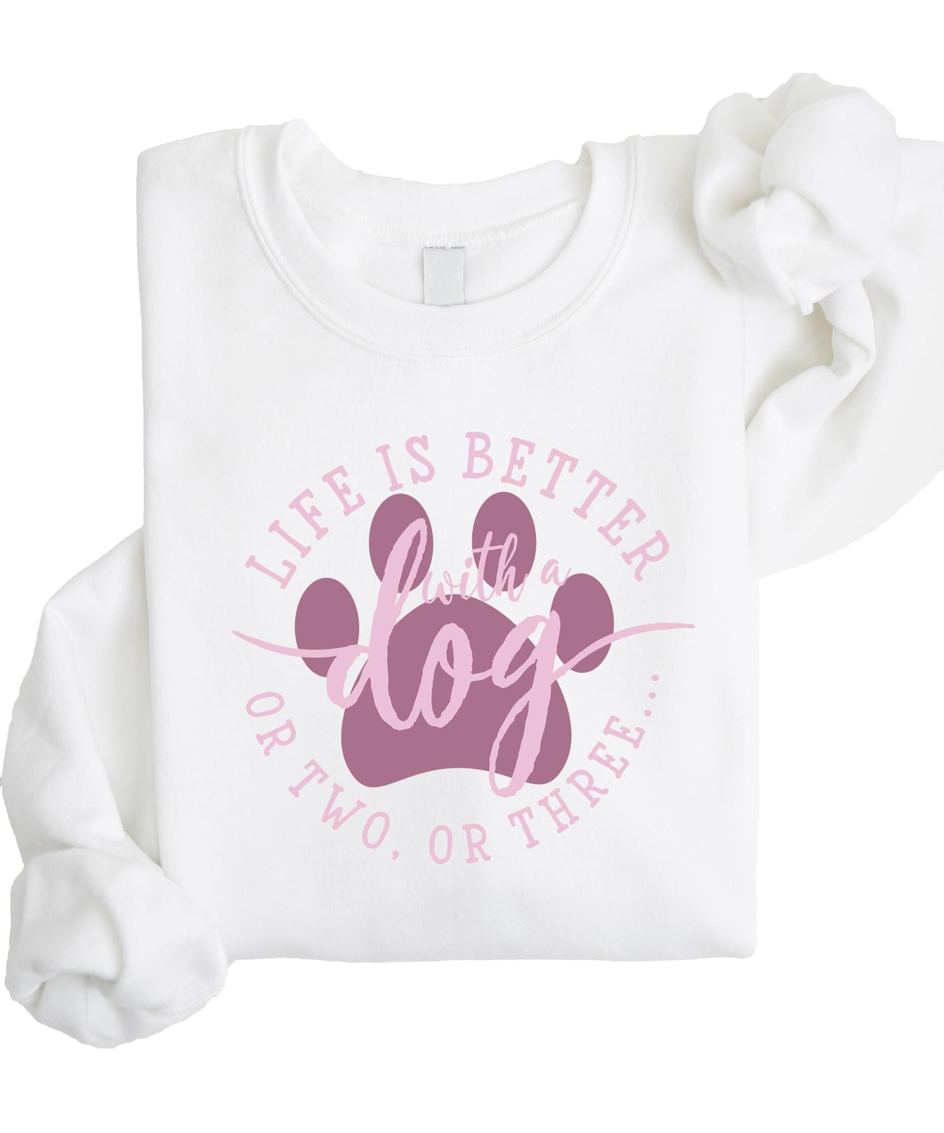 Side or lifestyle view of women's dog lover sweatshirt from Olive Loves Apple