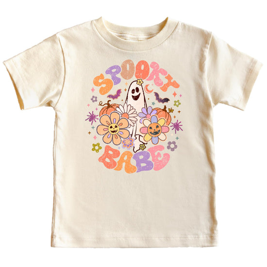 Girls natural colored Spooky Babe ghost Halloween graphic tee by Olive Loves Apple