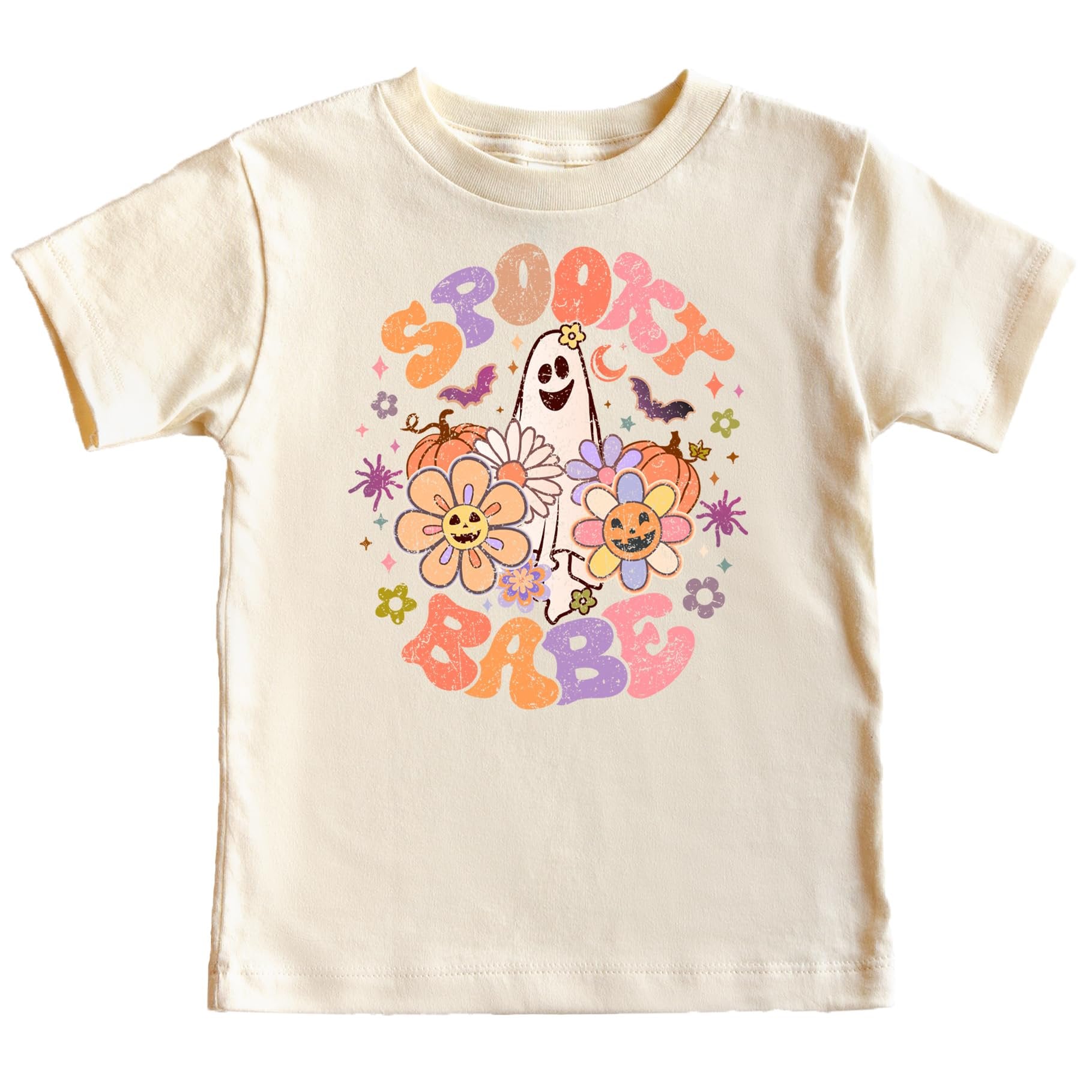Girls natural colored Spooky Babe ghost Halloween graphic tee by Olive Loves Apple