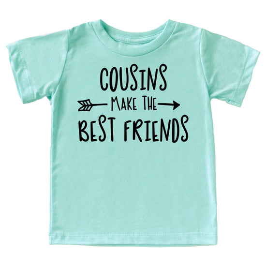 Full front view of mauve cousin t-shirt with cute typography design
