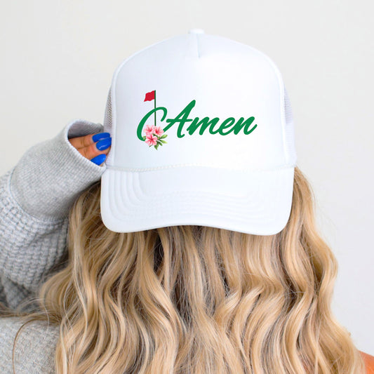 Amen Golf Trucker Hat for Women Sporty Golfer Foam Front Classic 5 Panel Mesh Snapback
