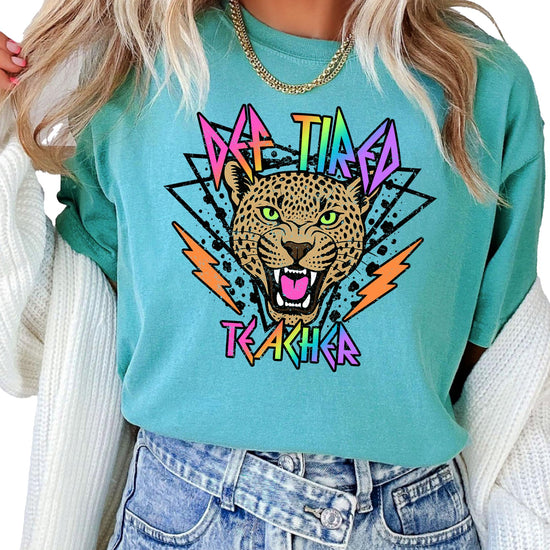 Def Tired Teacher tee styled casually — perfect funny gift for teachers