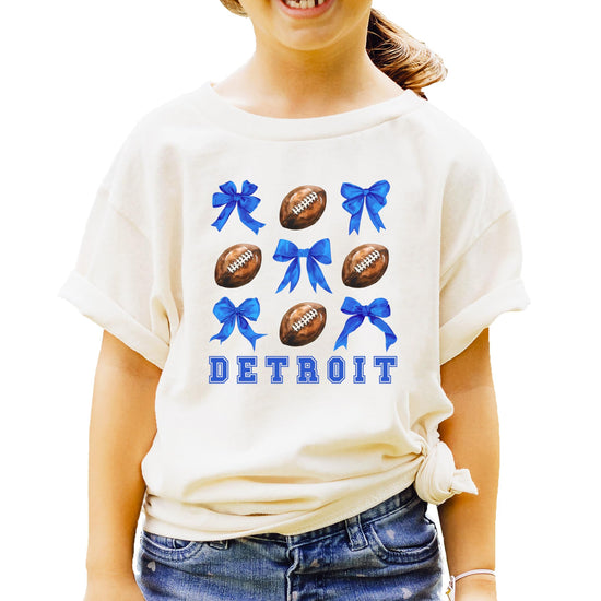 Detroit football girly graphic tee styled casually, perfect for game day or tailgate