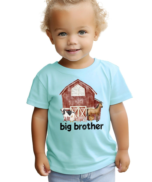 Big Brother Barn Farm Animals Shirt for Sibling Reveal Baby Announcement
