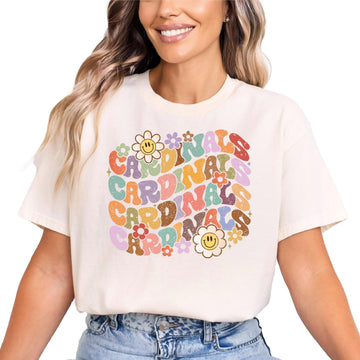 Groovy Cardinals School Spirit Shirt for Game Day Apparel for Adults and Kids