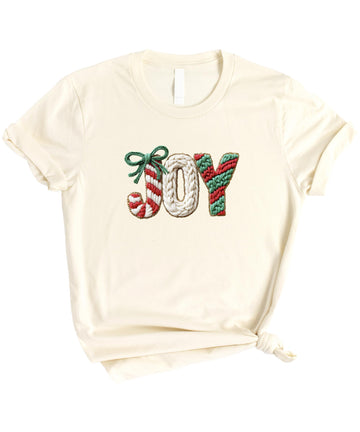 Ink Printed Image NOT a Chenille Patch - Trendy Joy Christmas Shirt for Kids and Adults