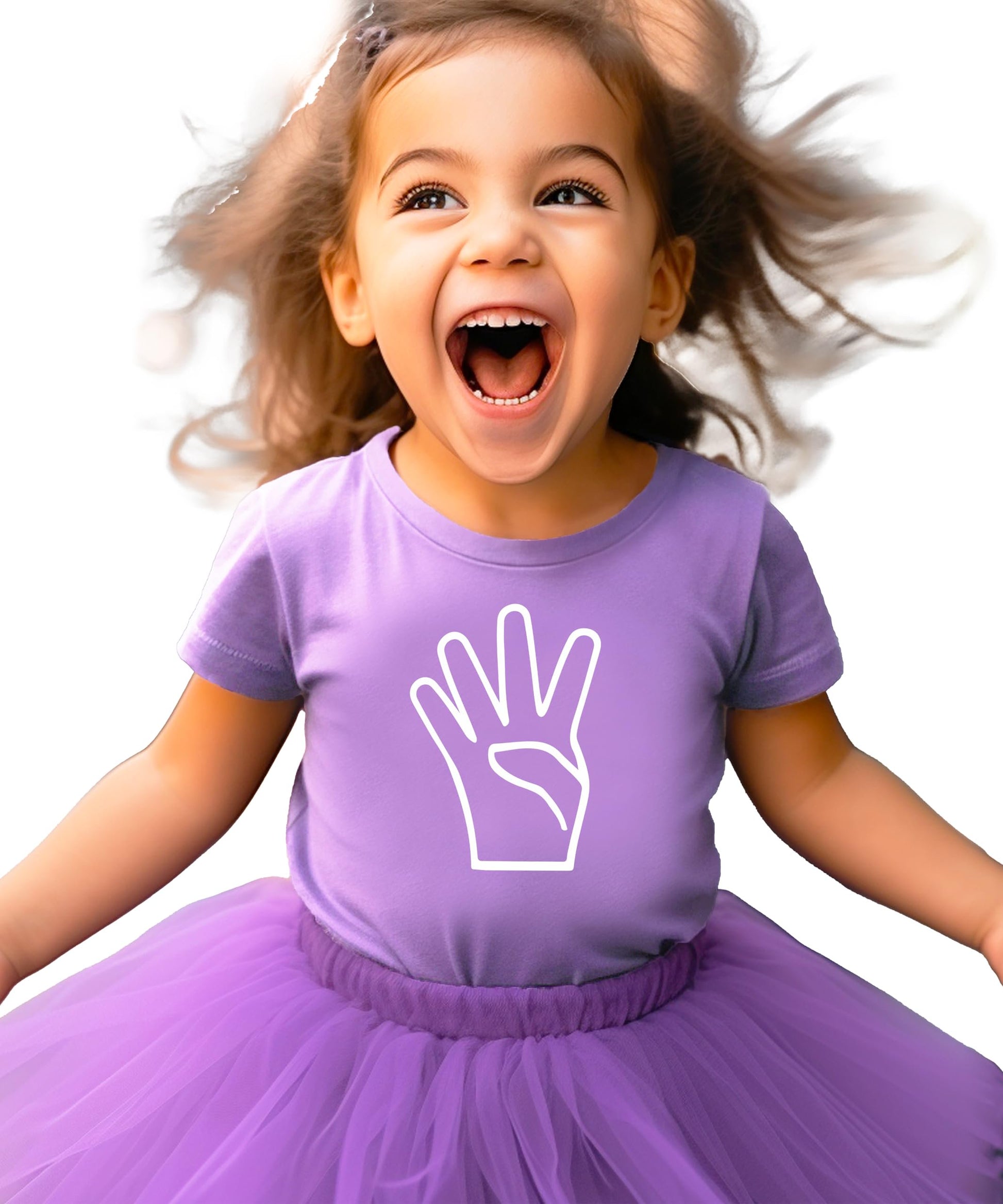 Detail shot of professional-quality 4th birthday print on black kids t-shirt