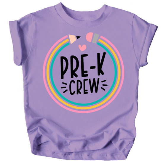 Kids back to school shirt featuring colorful pencil and Pre-K text design