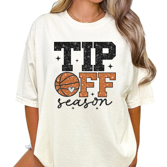 Tip Off Season women's basketball tee styled casually for game day