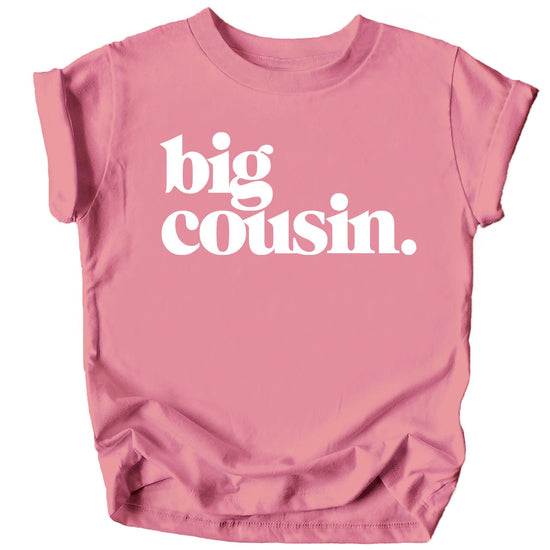 Bold Big Cousin graphic t-shirt in military green for kids and toddlers