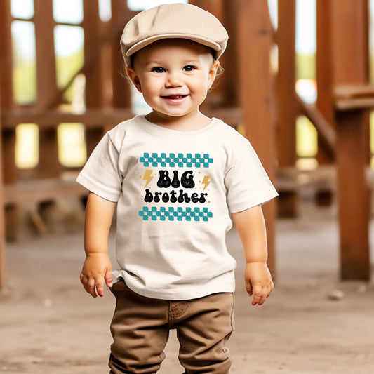 Big Brother Retro Lightning Shirt for Sibling Reveal Baby Announcement Outfits