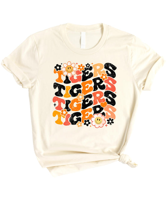 Orange and Black Game Day Shirt for Women, Teens & Kids Tigers Sports Retro Graphic Tee
