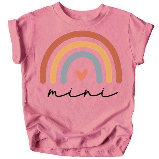 Baby bodysuit with rainbow heart cursive design matching mommy and me set by Olive Loves Apple