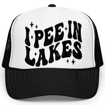 I Pee in Lakes Funny Classic 5 Panel Mesh Snap Back Trucker Hat