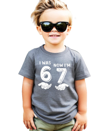 I was 6 Now I'm 7 Birthday Shirt for Kids Distressed Six Seven Hands Unisex Party Tee