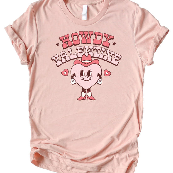 Toddler in Howdy Valentine hot pink western graphic tee for Valentine's Day