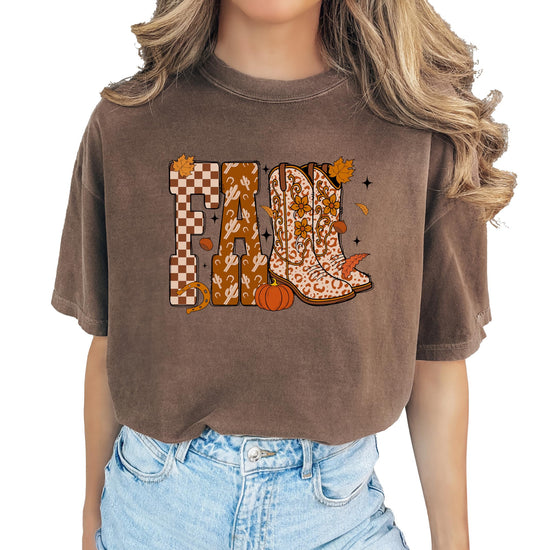 Women modeling seafoam Desert Cowgirl fall graphic tee styled casually for autumn season