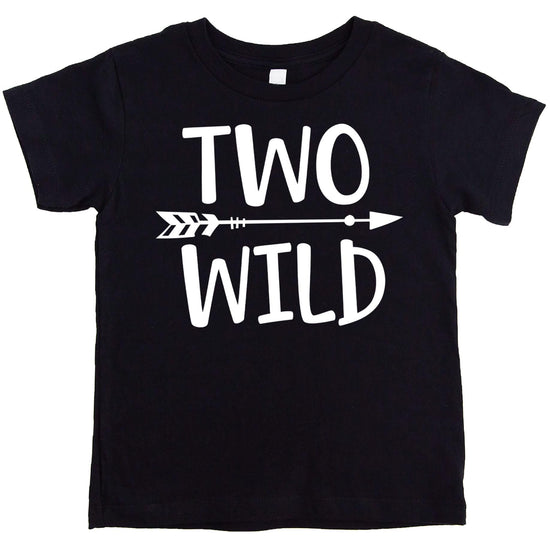 Toddler Two Wild 2nd birthday shirt laid flat showing full graphic detail