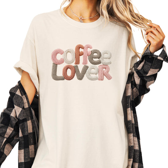 Women's coffee lover shirt styled with casual outfit for everyday wear