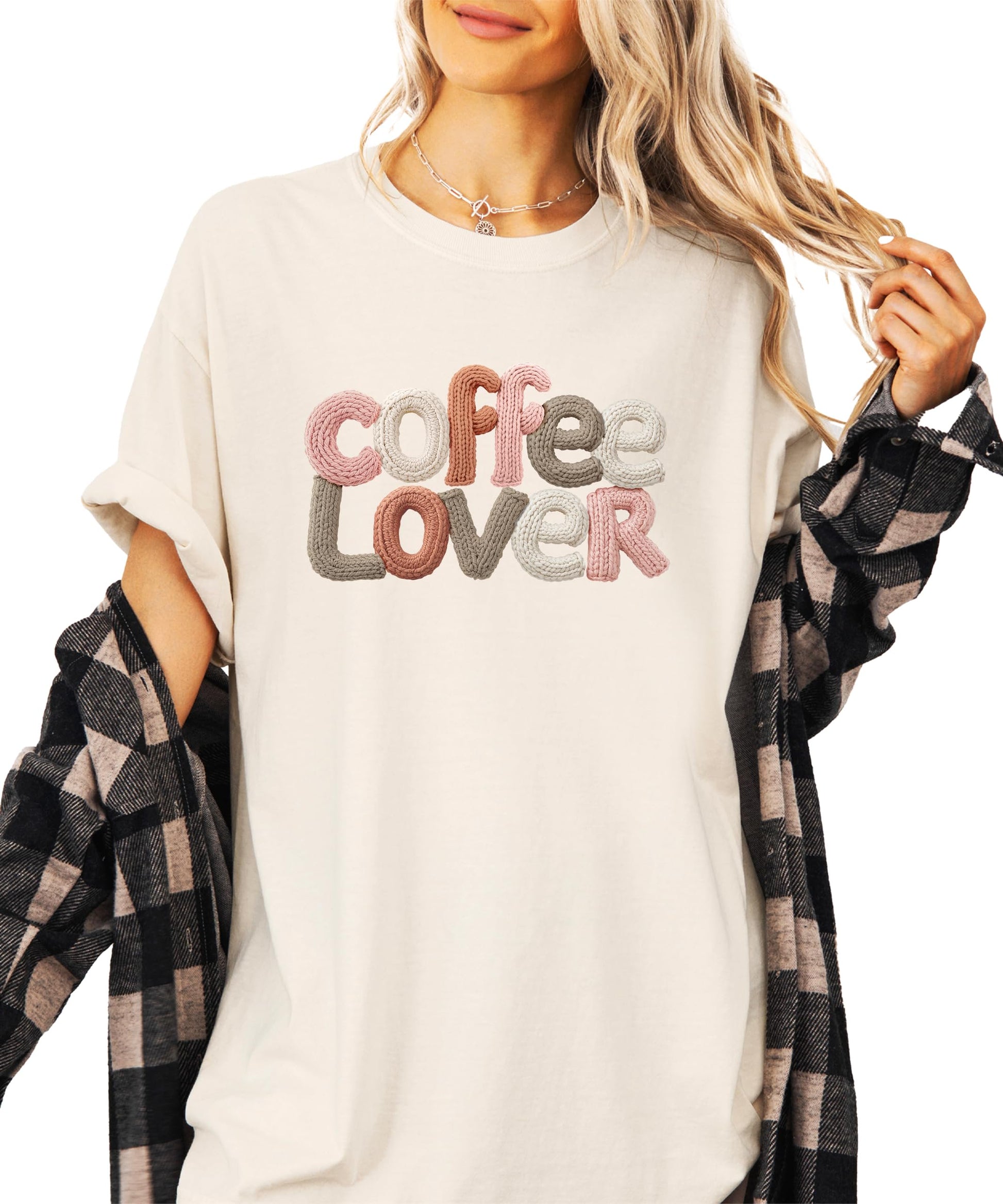 Women's coffee lover shirt styled with casual outfit for everyday wear