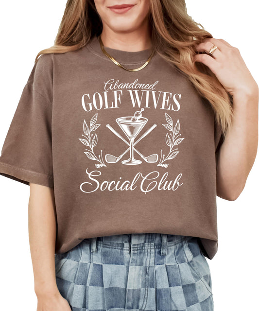 Abandoned Golf Wives Social Club Shirt for Women Funny Martini Golf Wife Tee