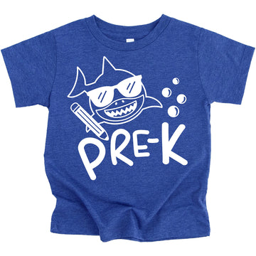 Pre-K Shark First Day of School Gift Back to School Vintage Royal Shirt 5/6